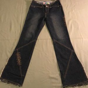 Gorgeous FUSE distressed bell bottom open, Jeans